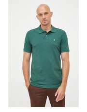 T-shirt - koszulka męska United Colors of Benetton polo bawełniane kolor zielony gładki - Answear.com United Colors Of Benetton