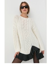 Sweter sweter z domieszką wełny damski kolor beżowy ciepły - Answear.com Red Valentino