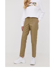 Spodnie spodnie lniane damskie kolor zielony proste high waist - Answear.com Samsoe Samsoe