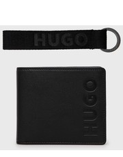 Portfel portfel skórzany + brelok męski kolor czarny - Answear.com Hugo