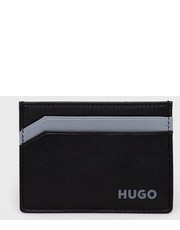 Portfel etui na karty skórzane męski kolor czarny - Answear.com Hugo