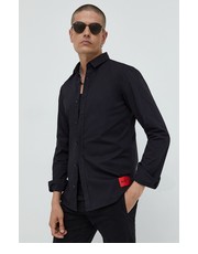 Koszula męska koszula męska kolor czarny slim z kołnierzykiem klasycznym - Answear.com Hugo