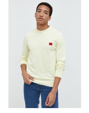 Sweter męski sweter bawełniany męski kolor żółty lekki - Answear.com Hugo