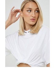 Bluzka t-shirt bawełniany kolor biały z półgolfem - Answear.com Hugo