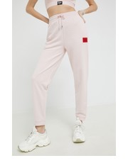 Spodnie spodnie damskie kolor różowy gładkie - Answear.com Hugo
