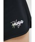 Spodnie Hugo szorty bawełniane damskie kolor czarny gładkie high waist