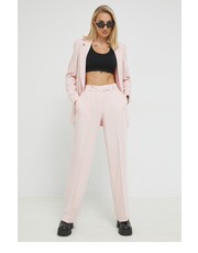 Spodnie spodnie damskie kolor różowy szerokie high waist - Answear.com Hugo