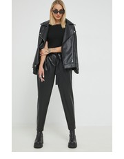 Spodnie spodnie damskie kolor czarny proste high waist - Answear.com Hugo