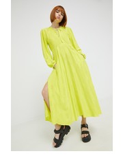 Sukienka sukienka kolor żółty midi rozkloszowana - Answear.com Hugo
