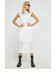 Sukienka sukienka kolor biały midi prosta - Answear.com Hugo