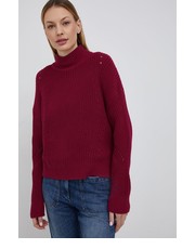 Sweter Sweter bawełniany damski kolor fioletowy ciepły z golfem - Answear.com Hugo