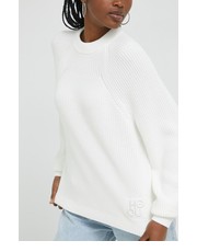 Sweter sweter bawełniany damski kolor biały - Answear.com Hugo