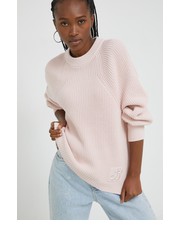 Sweter sweter bawełniany damski kolor różowy - Answear.com Hugo