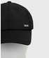 Czapka Hugo czapka z domieszką wełny kolor czarny z aplikacją
