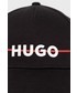 Czapka Hugo czapka bawełniana kolor czarny z nadrukiem