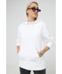 Bluza Hugo bluza bawełniana damska kolor biały z kapturem gładka