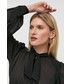 Koszula Elisabetta Franchi koszula damska kolor czarny regular z wiązanym dekoltem