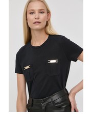 Bluzka t-shirt bawełniany kolor czarny - Answear.com Elisabetta Franchi