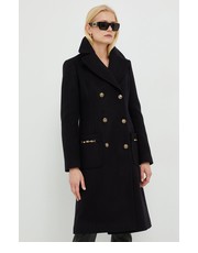 Płaszcz płaszcz wełniany kolor czarny przejściowy dwurzędowy - Answear.com Elisabetta Franchi