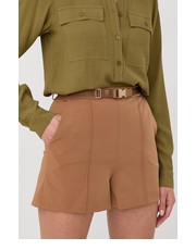 Spodnie szorty damskie kolor brązowy gładkie high waist - Answear.com Elisabetta Franchi