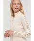 Sweter Elisabetta Franchi sweter z domieszką wełny damski kolor beżowy lekki