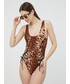 Strój kąpielowy Elisabetta Franchi strój kąpielowy kolor brązowy miękka miseczka