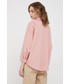 Koszula Sisley koszula bawełniana damska kolor różowy relaxed z kołnierzykiem klasycznym