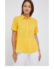 Koszula koszula lniana damska kolor żółty relaxed z kołnierzykiem klasycznym - Answear.com Sisley