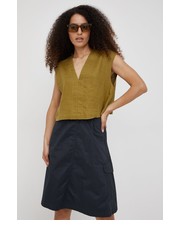 Bluzka bluzka lniana kolor zielony - Answear.com Sisley