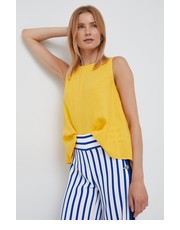Bluzka top lniany kolor żółty - Answear.com Sisley