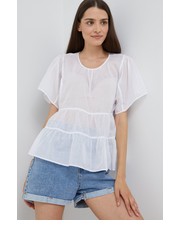 Bluzka bluzka bawełniana damska kolor biały gładka - Answear.com Sisley
