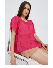 Bluzka bluzka bawełniana damska kolor różowy gładka - Answear.com Sisley