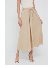 Spódnica spódnica lniana kolor beżowy midi rozkloszowana - Answear.com Sisley