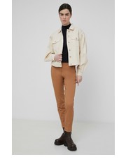 Spodnie spodnie damskie kolor brązowy dopasowane medium waist - Answear.com Sisley