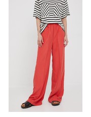 Spodnie spodnie damskie kolor czerwony proste high waist - Answear.com Sisley