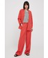 Spodnie Sisley spodnie damskie kolor czerwony proste high waist