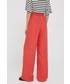 Spodnie Sisley spodnie damskie kolor czerwony proste high waist
