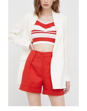 Spodnie szorty damskie kolor czerwony gładkie high waist - Answear.com Sisley