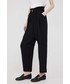 Spodnie Sisley spodnie damskie kolor czarny proste high waist