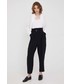 Spodnie Sisley spodnie damskie kolor czarny proste high waist