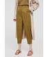 Spodnie Sisley spodnie damskie kolor zielony proste high waist