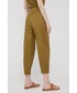 Spodnie Sisley spodnie damskie kolor zielony proste high waist