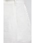 Spodnie Sisley spodnie lniane damskie kolor beżowy proste high waist