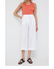Spodnie spodnie bawełniane damskie kolor biały szerokie high waist - Answear.com Sisley