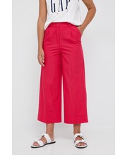 Spodnie spodnie bawełniane damskie kolor różowy szerokie high waist - Answear.com Sisley