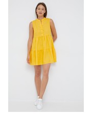 Sukienka sukienka lniana kolor żółty mini rozkloszowana - Answear.com Sisley