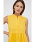 Sukienka Sisley sukienka lniana kolor żółty mini rozkloszowana