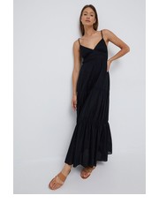Sukienka sukienka bawełniana kolor czarny maxi rozkloszowana - Answear.com Sisley