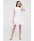 Sukienka Sisley sukienka bawełniana kolor biały mini rozkloszowana