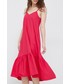 Sukienka Sisley sukienka bawełniana kolor różowy midi rozkloszowana